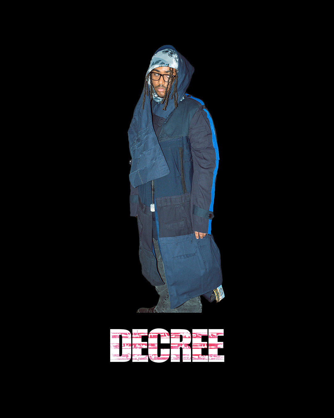 POLICE TRENCH COAT WITH WRAP LAPEL AND BLUE RACING STRIPES