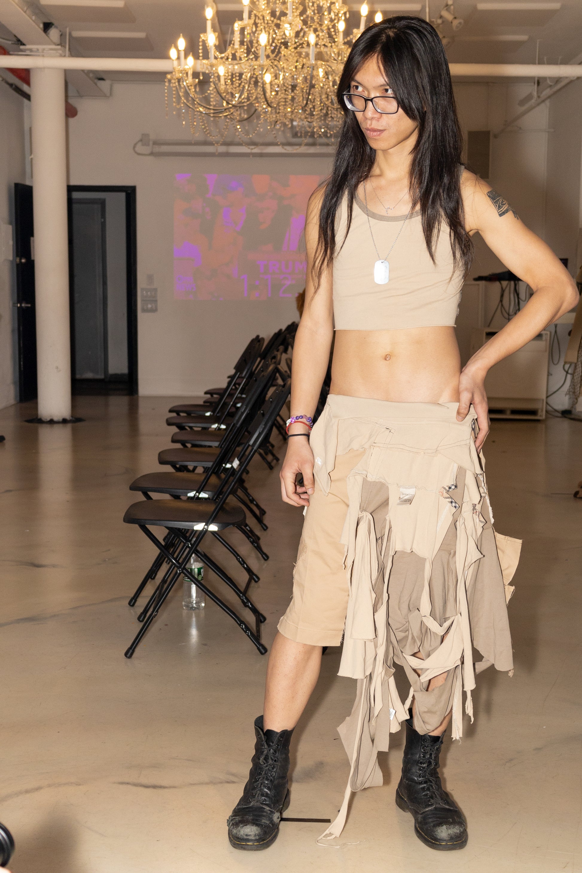 EVISCERATED BEIGE AND TAN SKIRT