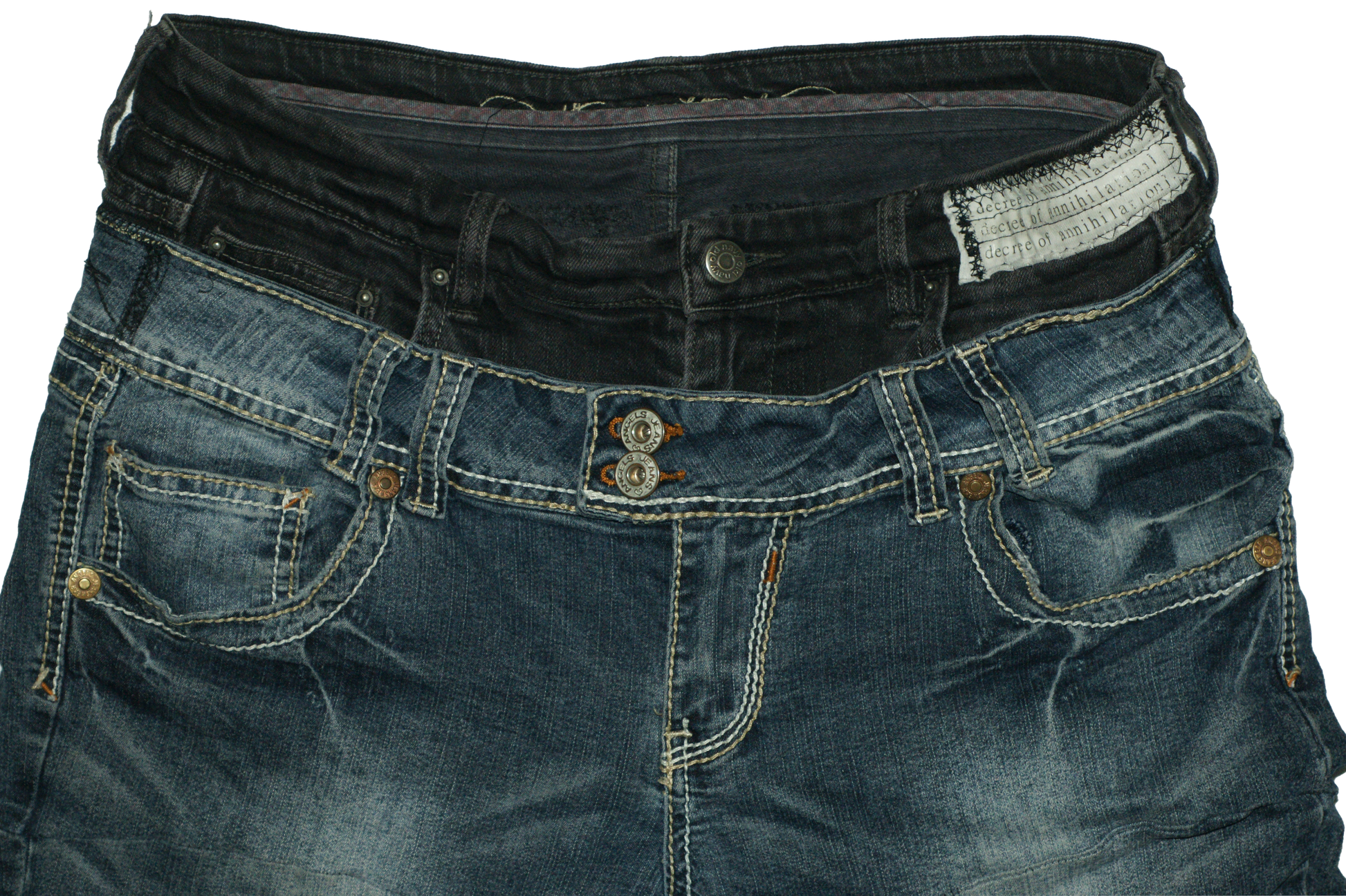 DOUBLE FLARED JEANS IN TRAILWASH DENIM